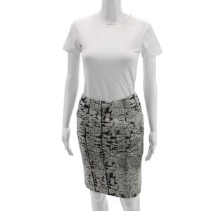 Brian Reyes Women Straight Pencil Wool Geometric Skirt Hook Eye Black Size 2